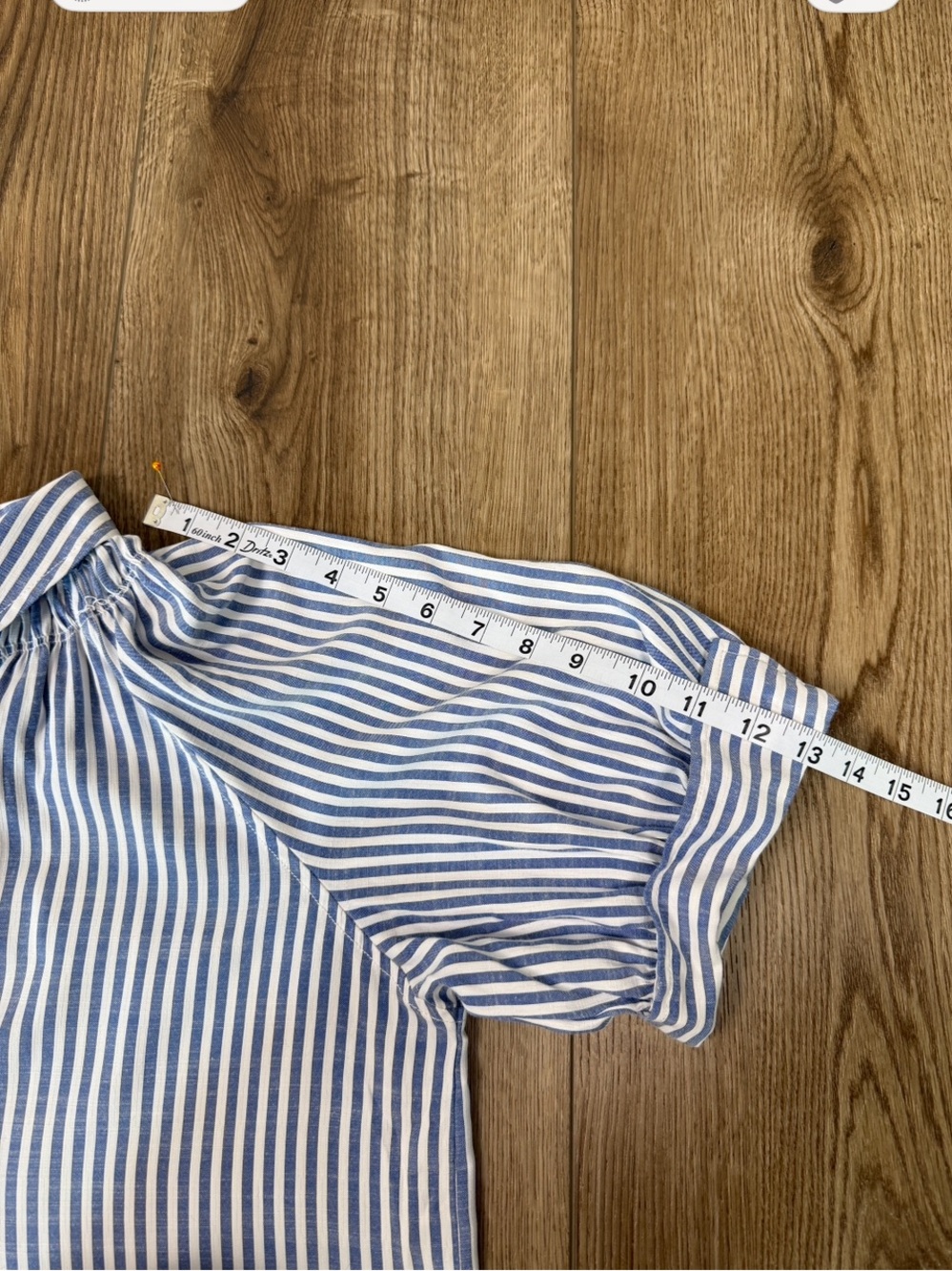 Max Studio Blue & White Striped Popover Blouse Collared Neck Short Cuffed Sleeve - Picture 11 of 11